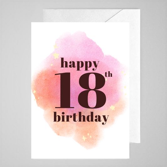 Happy 18th Birthday (pink WC) - Greeting Card