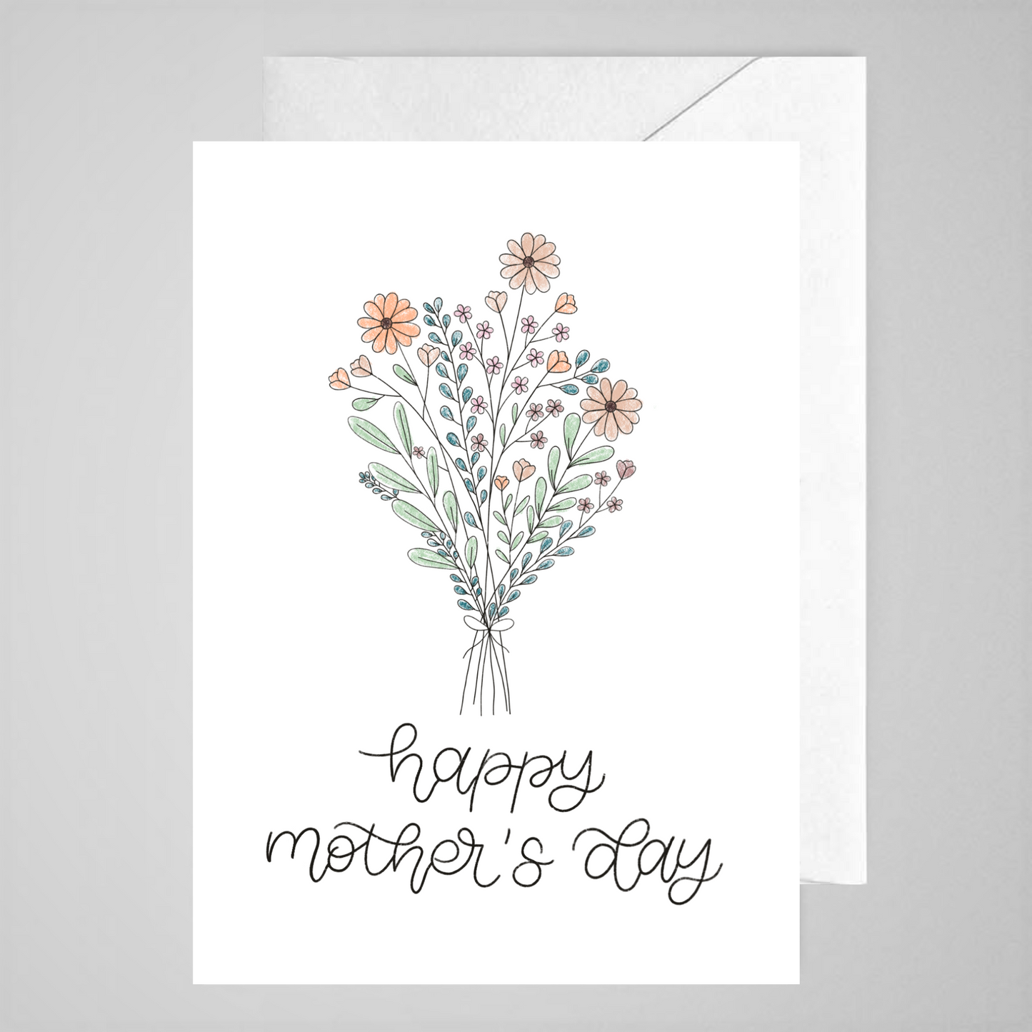 Happy Mother's Day Flower (colour) - Greeting Card