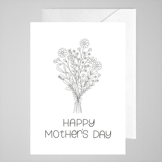 Happy Mother's Day Flower (B&W capital) - Greeting Card