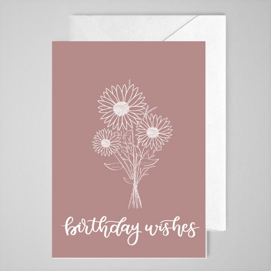 Birthday Wishes (mauve) - Greeting Card