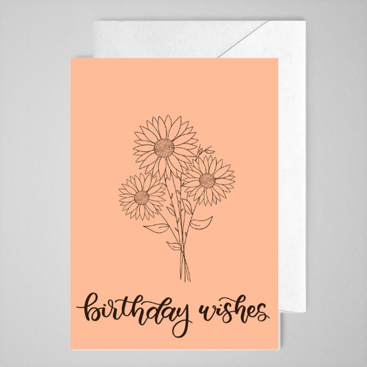 Birthday Wishes (peach) - Greeting Card