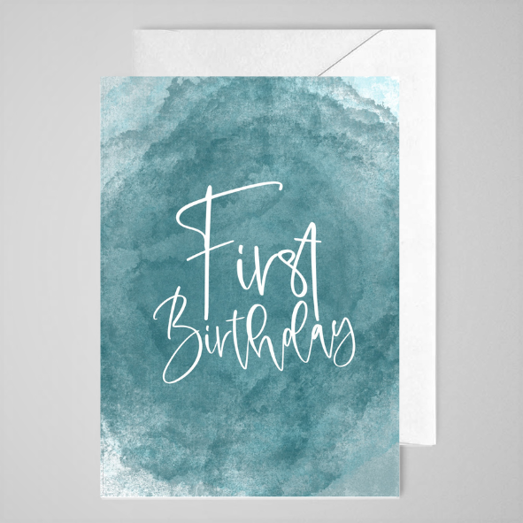 First Birthday (blue) - Greeting Card