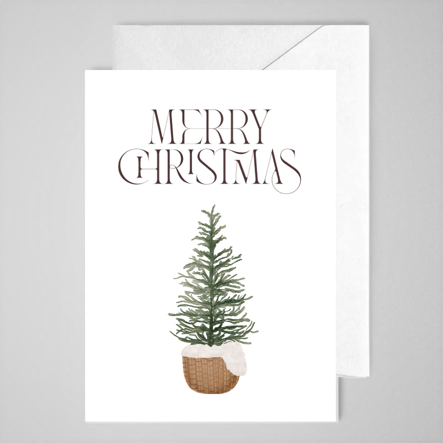 Modern Merry Christmas Card (tree) - Greeting Card