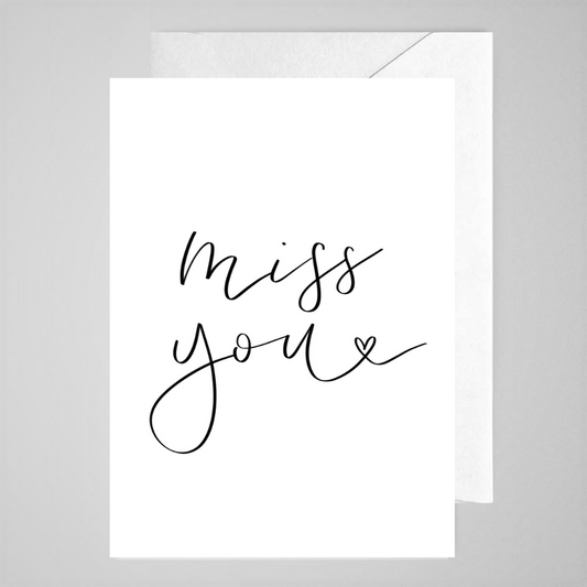 Miss You (heart) - Greeting Card