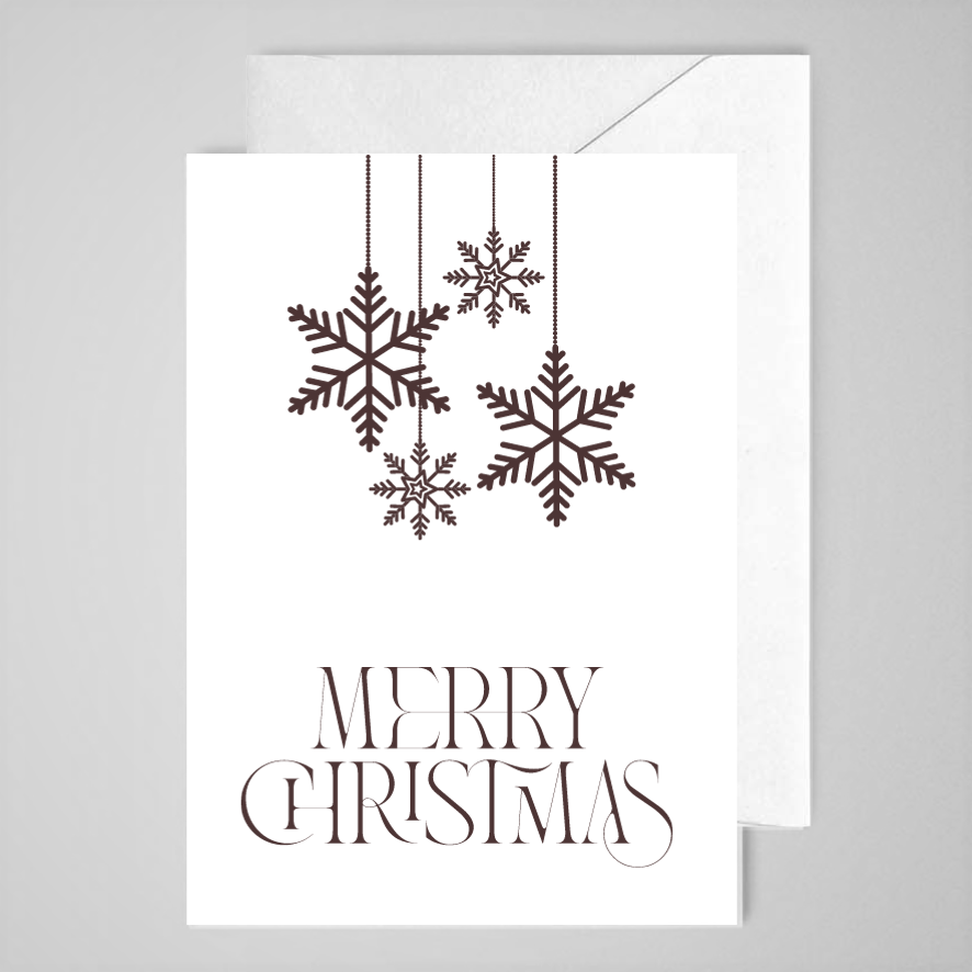 Modern Merry Christmas Card (snowflake) - Greeting Card