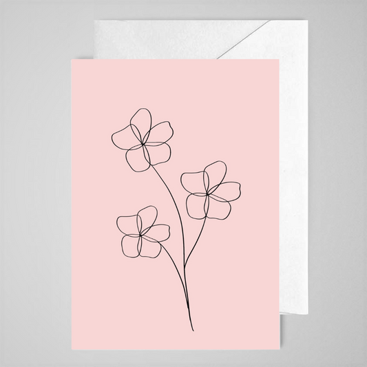 Flower (pink plain) - Greeting Card