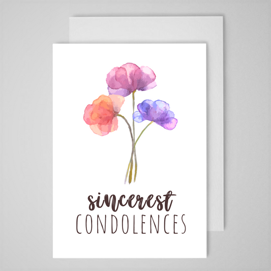 Sincerest Condolonces (WC flower) - Greeting Card