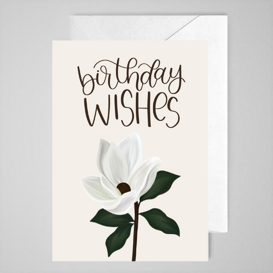 Birthday Wishes (white magnolia) - Greeting Card