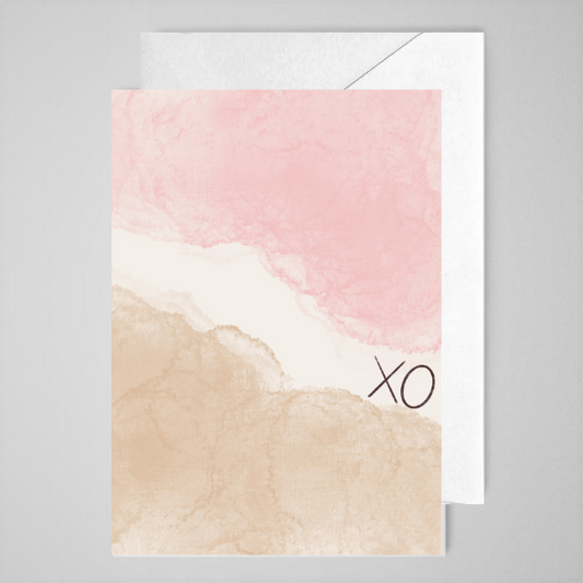 XO (pink/beige) - Greeting Card