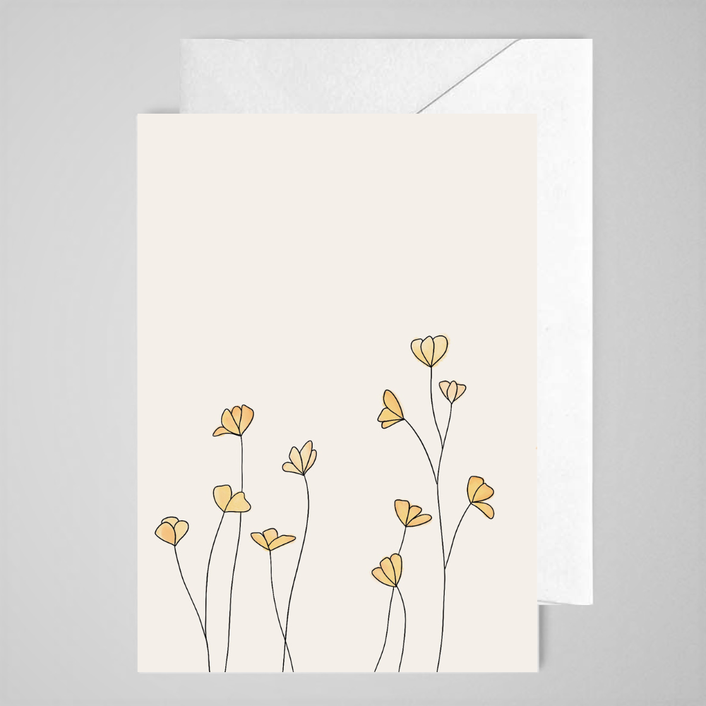 Yellow Flowers (plain) - Greeting Card