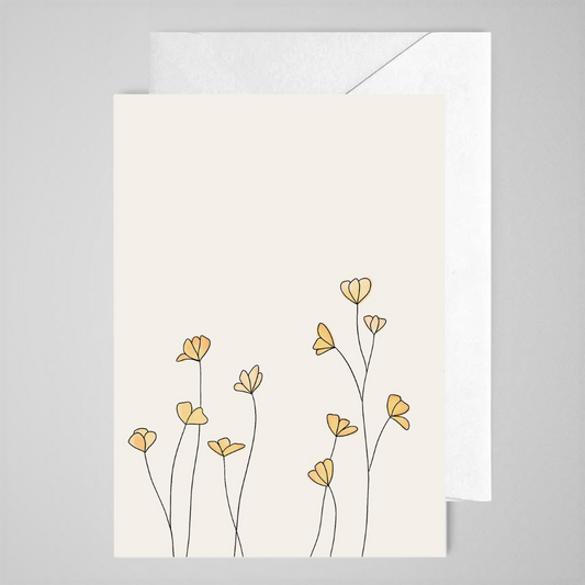Yellow Flowers (plain) - Greeting Card